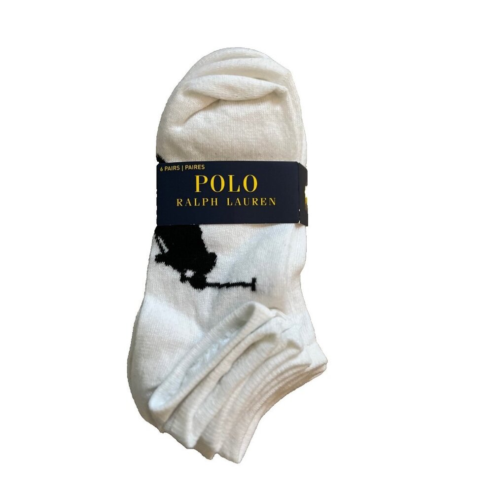 POLO Ralph Lauren 6-pack Socks White Black Pony